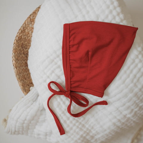 Bamboo Pixie Bonnet - Red
