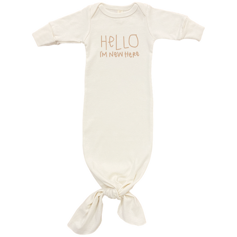Hello I'm New Here - Organic Infant Gown - Clay