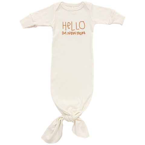 Hello I'm New Here - Organic Infant Gown - Rust