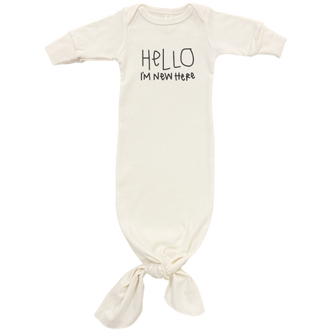 Hello I'm New Here - Organic Infant Gown - Black